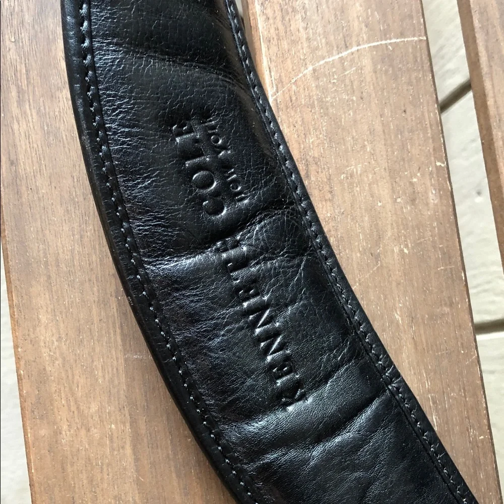 Kenneth Cole Reaction Black Leather Business Briefcase Computer Bag With Strap